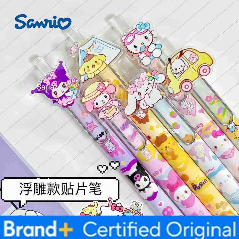 Sanrio 6-36pcs Kawaii Melody Kuromi Press Gel Pen Cute Hello Kitty 05mm Black Gel Pens School Supplies Stationery H251231