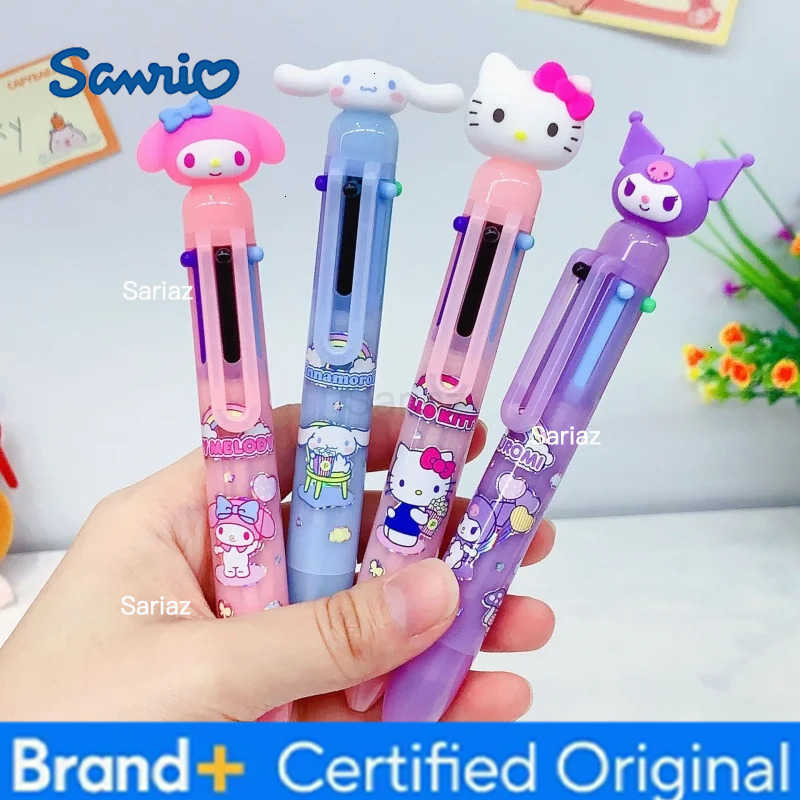 Sanrio 12pcs/lot Kuromi Melody Cinnamoroll Kitty 6 colors Ballpoint Pen Cute Press Ball Pens School Office Writing Supply H251231