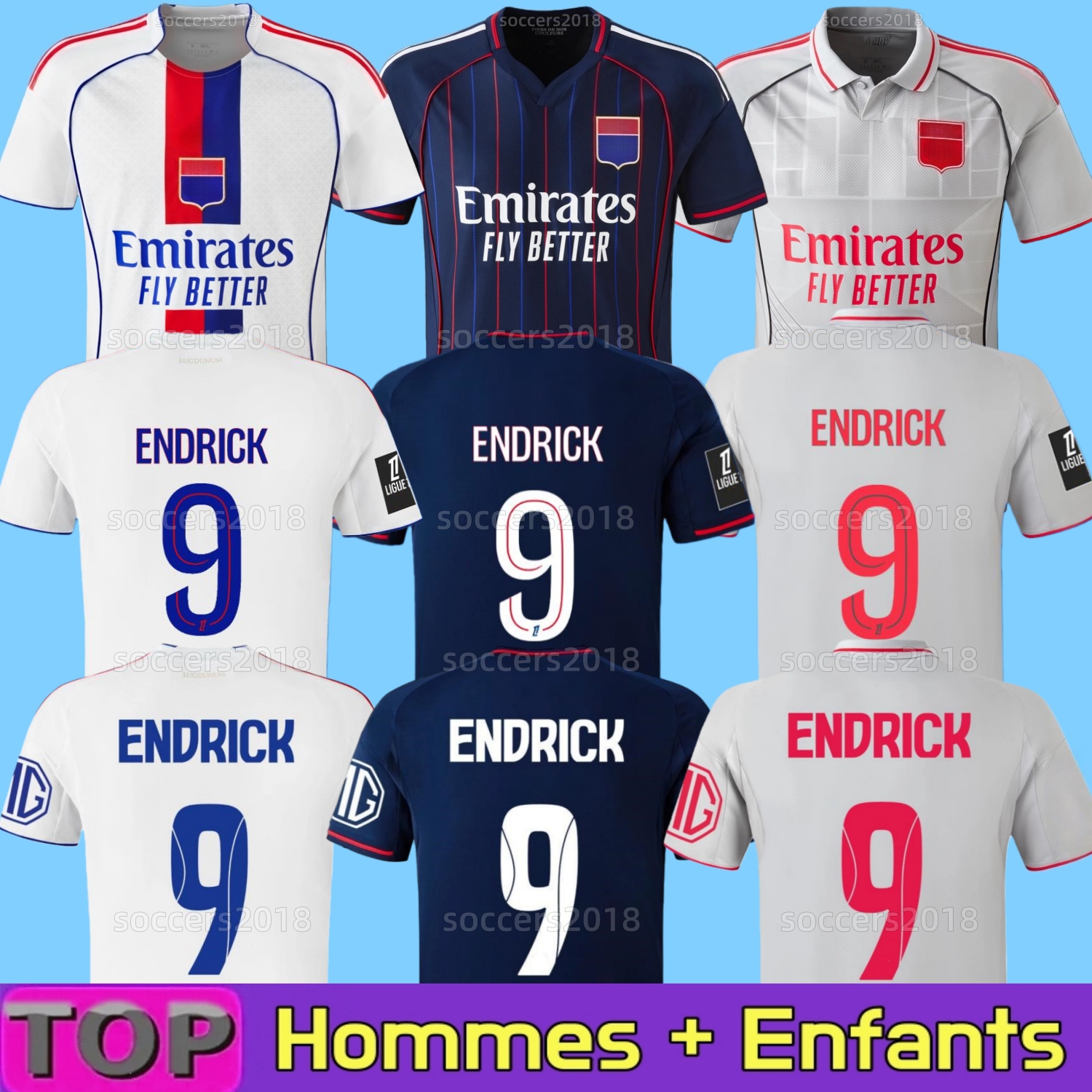 25/26 lyons Maillot de foot ENDRICK Soccer Jerseys TOLISSO MIKAUTADZE BENRAHMA ORBAN NUAMAH OL FOFANA Player football shirt 2025 2026 Olympique Lyonnais man kids kit