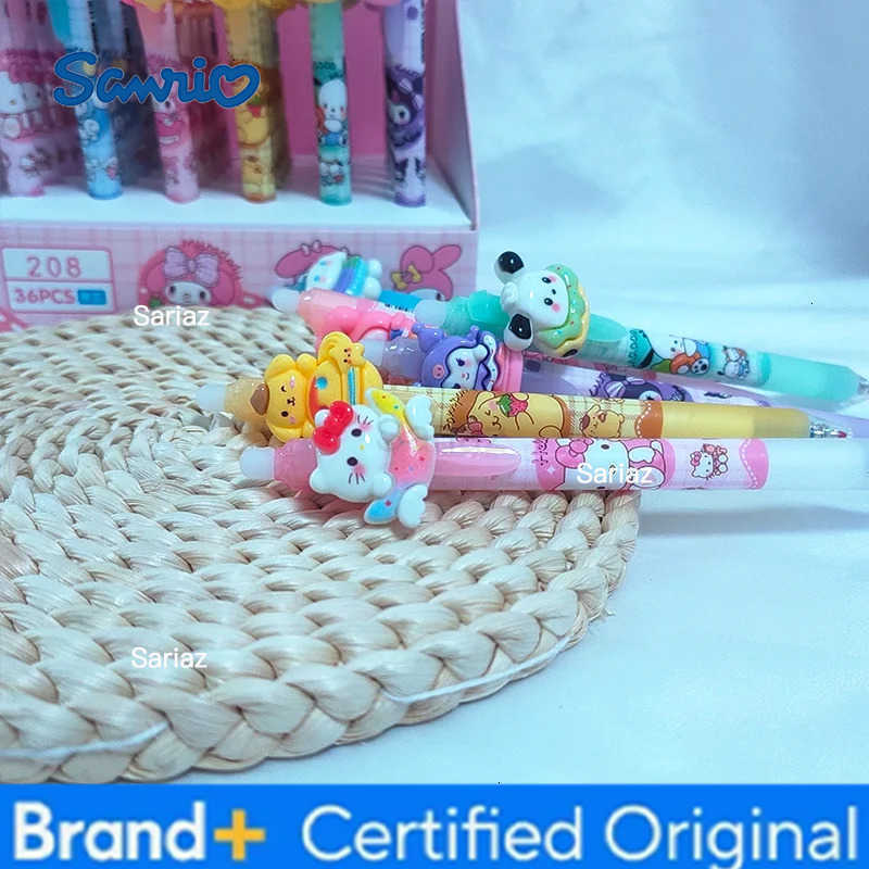 Sanrio Random 3/6PCS Cartoon Kuromi 05mm Erasable Blue Pen Kawaii Hellokitty My Melody Sign Pen Writing Instrument Student Study H251231