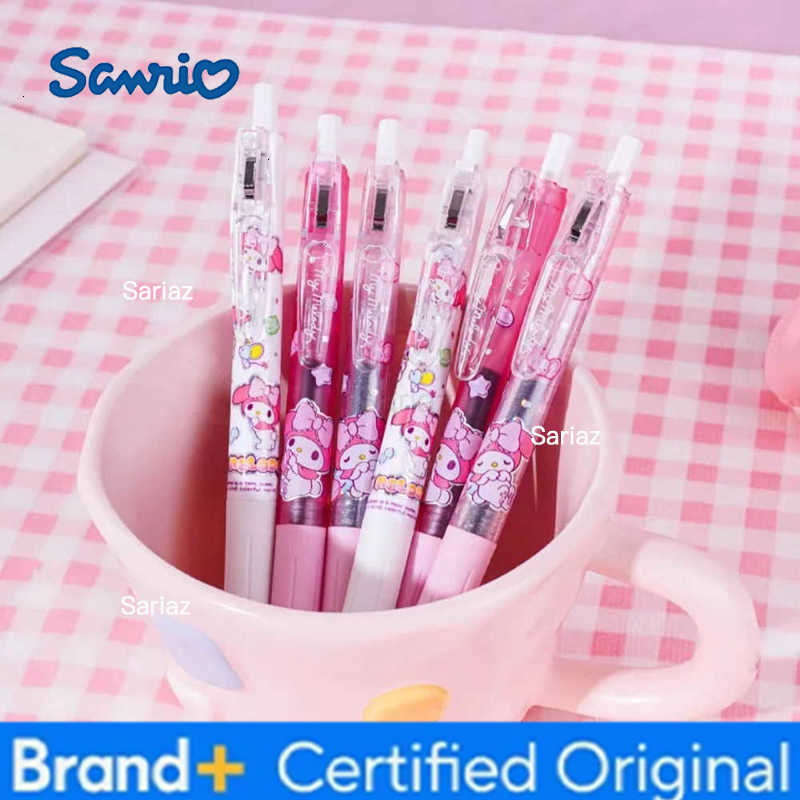 Sanrio 3Pc Genuine 05Mm Black Gel Pen Cartoon Hello Kitty Melody Ballpoint Pens Office Writing Record Pens Girl Stationery Gift H251231
