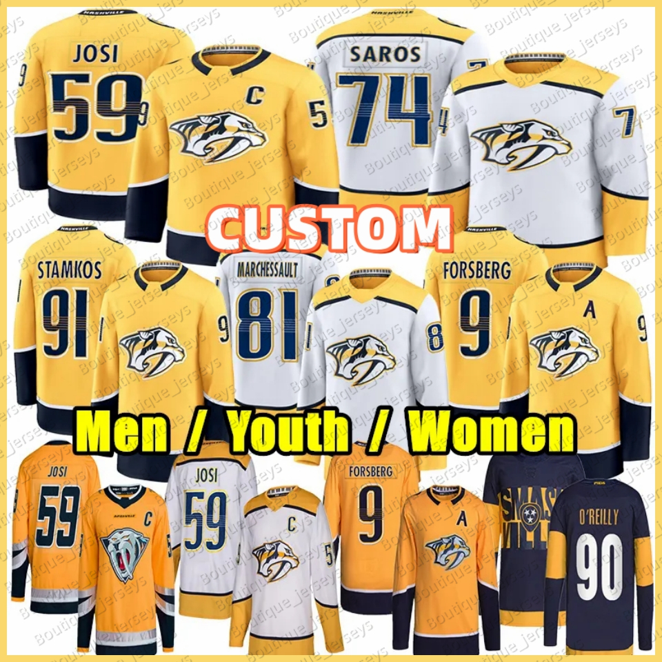 59 Roman Josi nashville hockey jersey predator jersey 91 Steven Stamkos Ryan O'Reilly Filip Forsberg Juuse Saros Skjei Jonathan Marchessault Matthew Wood