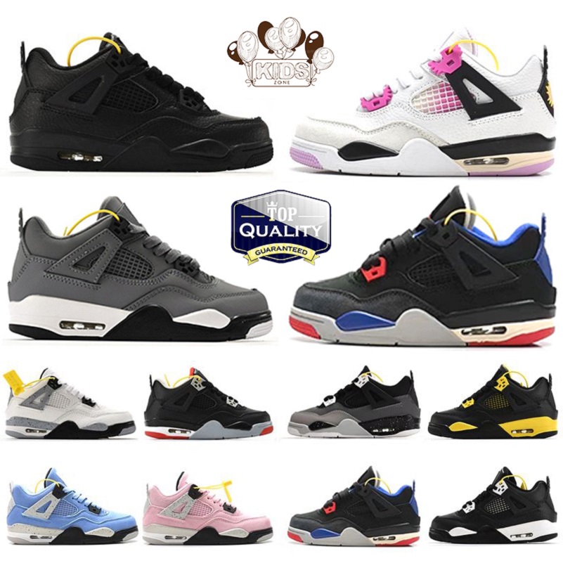 Designer kids shoes 4 Basketball Shoes toddler shoes 4s Sneaker Military Black Cat Pine pink Seafoam White Oreo Red Thunder Unc Bred Cacao Medium Olive Sail Trainers
