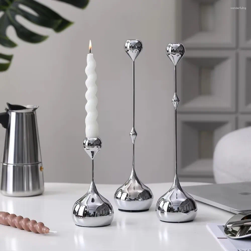 Candle Holders 1/3pcs Silver Gold Black Tabletop Romantic Art Table Decoration Wedding Pography Props Metal H260310