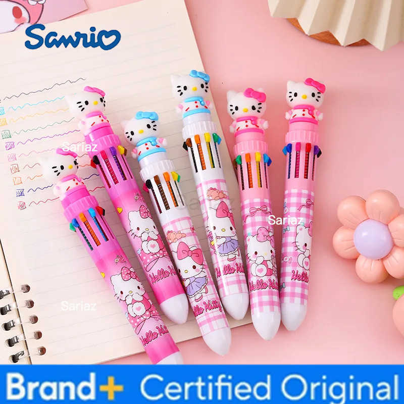 Sanrio 6/36pcs Cartoon KT Doll 10 Colors Ballpoint Pen Hello Kitty Cute Gel Pen Student Supplies Stationery Wholesale Gifts H251231