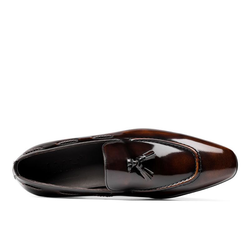 Elegant Business Pedals for Gentlemen - Glossy Genuine Leather Shoes with Cowhide Finish