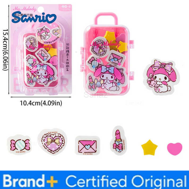 Sanrio Kawaii Luggage Case Eraser Set Cinnamoroll Kuromi Melody Pencil Eraser Stationery Student School Supplies Kids Gifts H251231