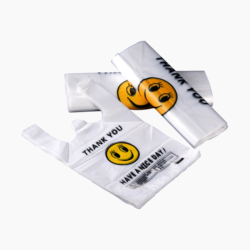 Supermarket shopping smiley face degradable plastic bag manufacturer fruit food delivery convenience vest bag logo hand-held bag