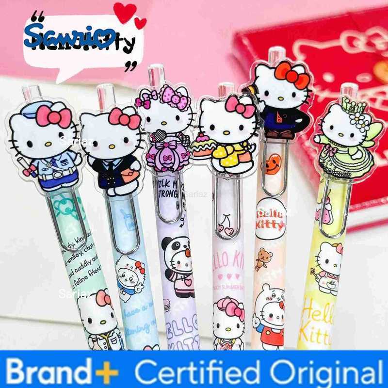 Sanrio 6/36pcs Hello Kitty Patch Gel Pen Cartoon Cute Press Neutral Pen Kawaii Kt Patch Writing Pen Student Stationery H251231