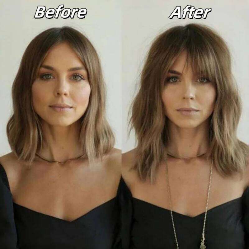 Brown Ombre 14 Inch Straight Silk Base Top Human Hair Topper with Bangs Clips 100% Remy Hairpieces for Women HairToppers Female