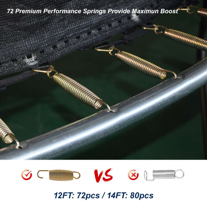 12FT Outdoor Big Trampoline Inner Safety Enclosure Net, Ladder, PVC Spring Cover Padding, For Kids, Blue Color