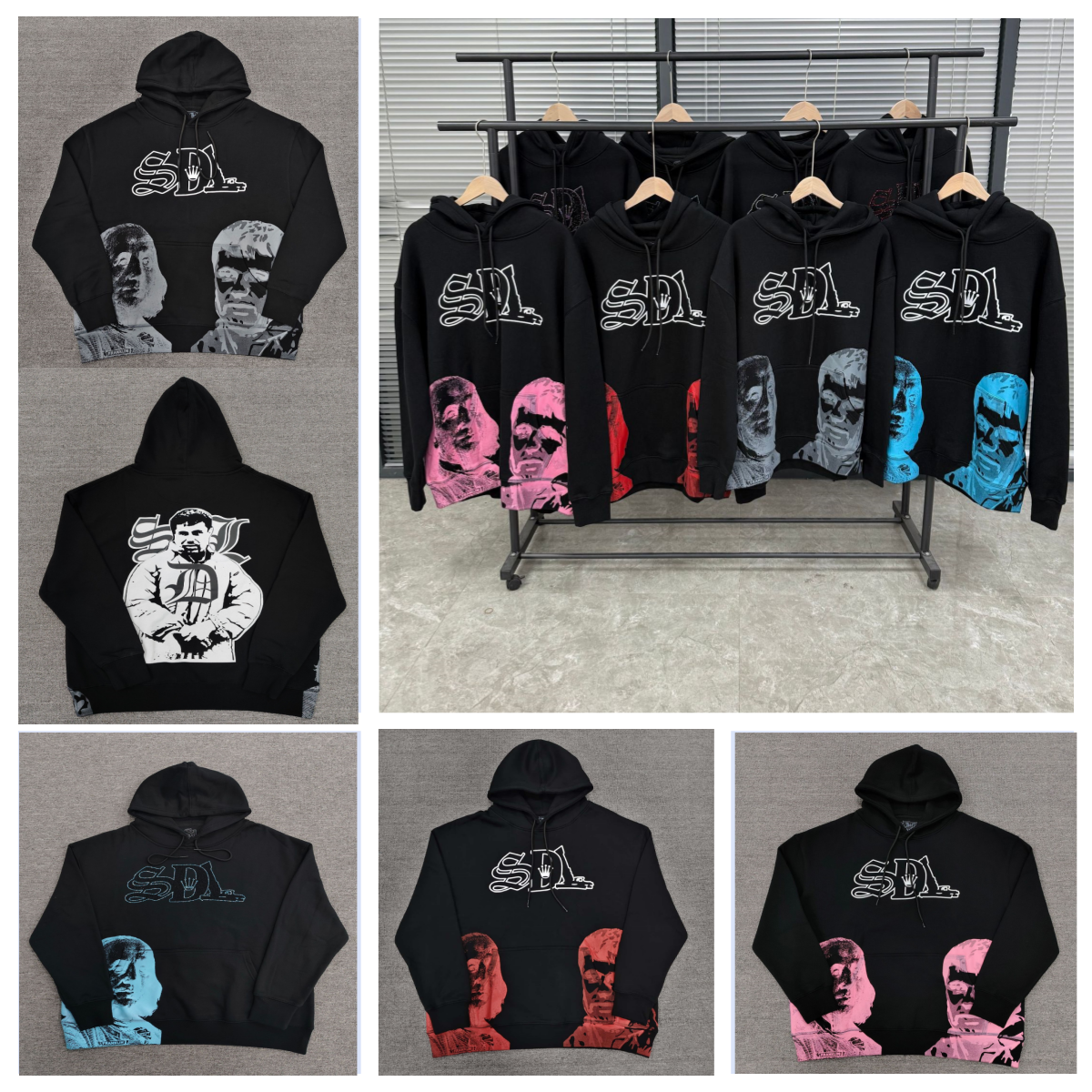 Sdl Men's Hoodies TRENDING 2025 Sdl Blue Strips X Asalii Black Senior Cotton Hoodie Collection Streetwear Hip-hop Retro Street Rock Style Clothing Gifts