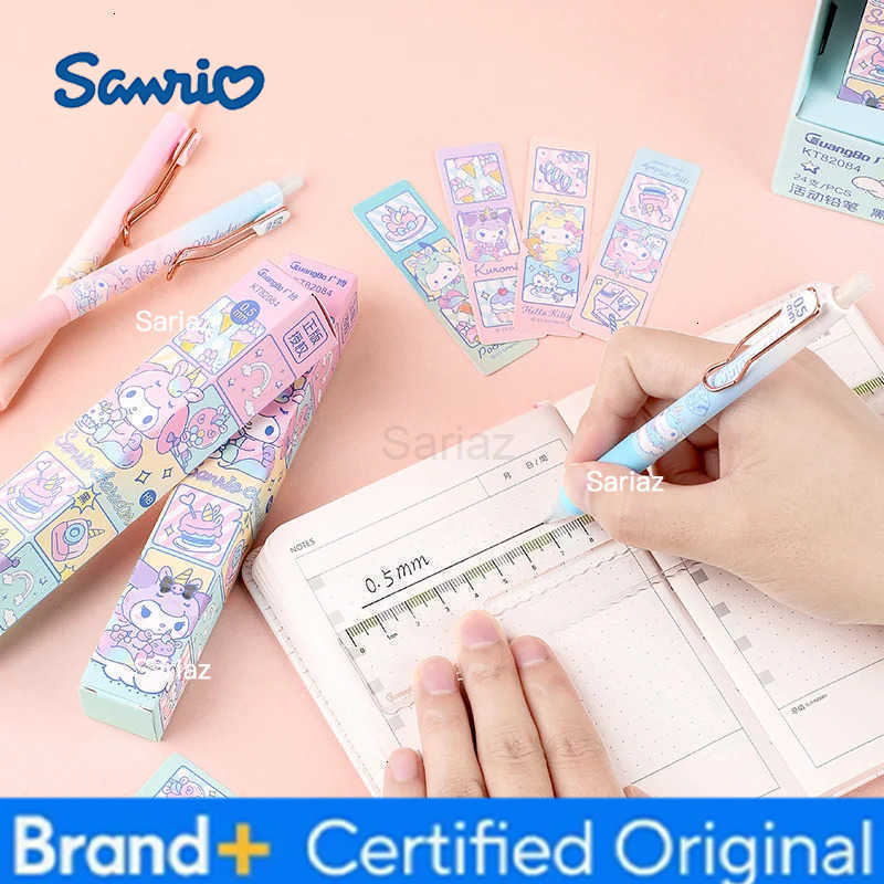 Sanrio 24 pcs/lot Kuromi Melody Cinnamoroll Mechanical Pencil Cute 05MM Drawing Writing Automatic Pen School Office Supplies H251231