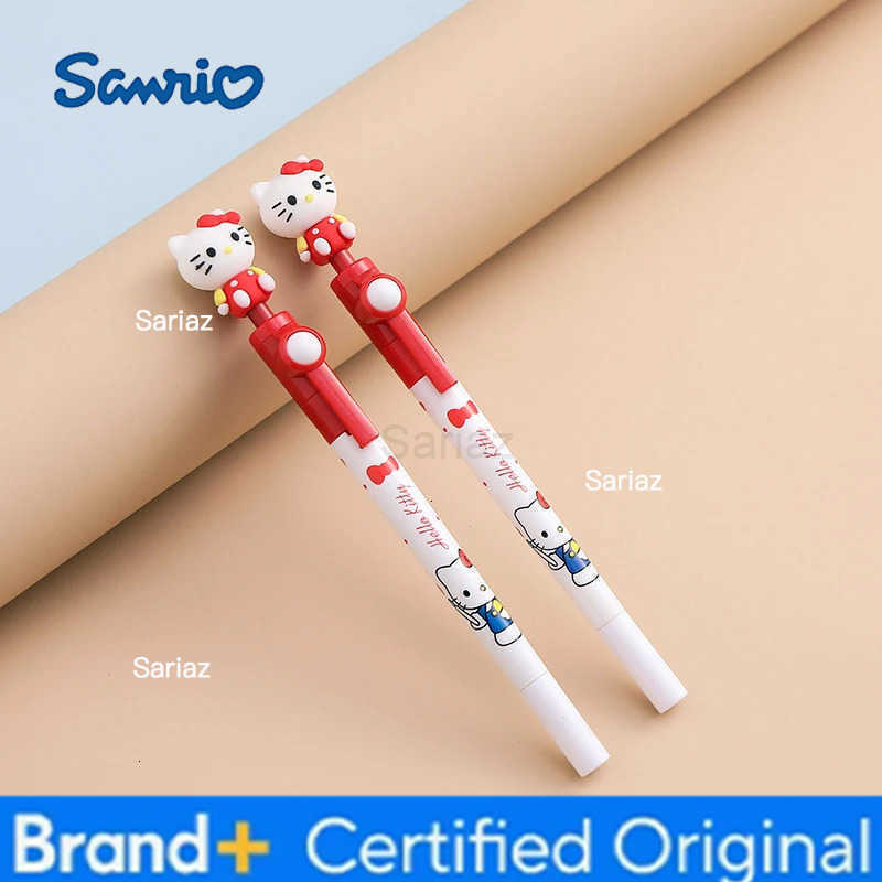Sanrio New Kawaii Hello Kittys Rotatable Gel Pen Cute Neutral Pen 05mm Cartoon School Office Supplies Students Stationery Gift Refil H251231