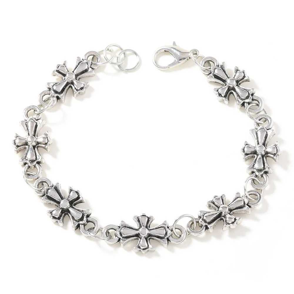 Gothic Cross Bracelet For Men Women Vintage Floral Pattern Hip Hop Rock European American Trends Party Birthday Holiday Gift Y251227