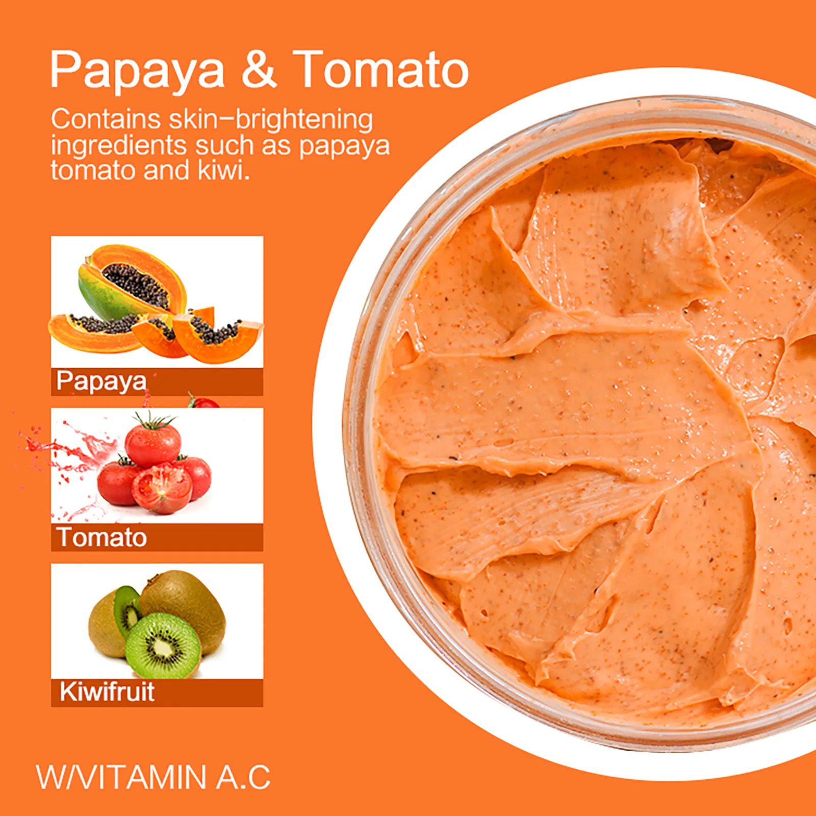 Papaya And Tomato Combination Scrub Reduce Spots Exfoliating Moisturizing Smooth Skin For Face And Body 250g 251222