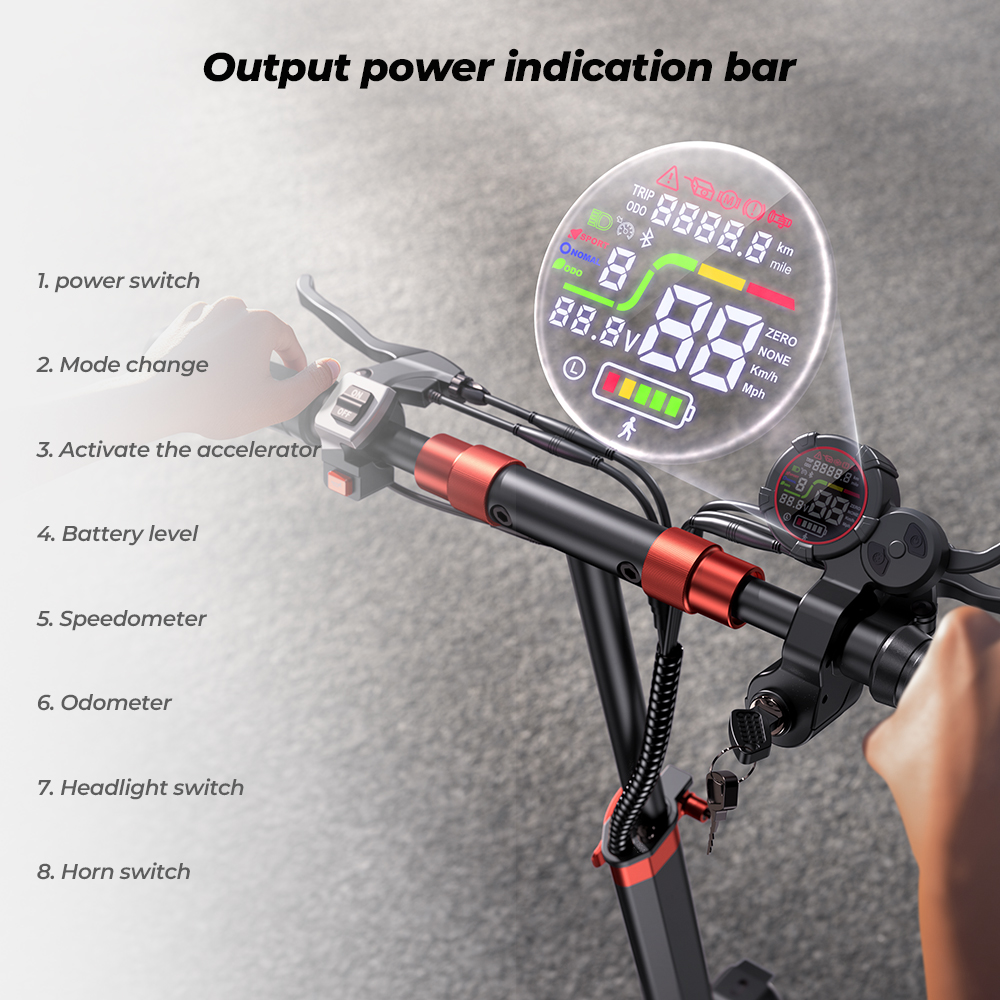 iScooter iX5S Electric Scooter, 28/38 MPH Speed E Scooter 40/43/50 Miles Long Range 10/11/12" Offroad Pneumatic Tire Scooter for Adults Double Br