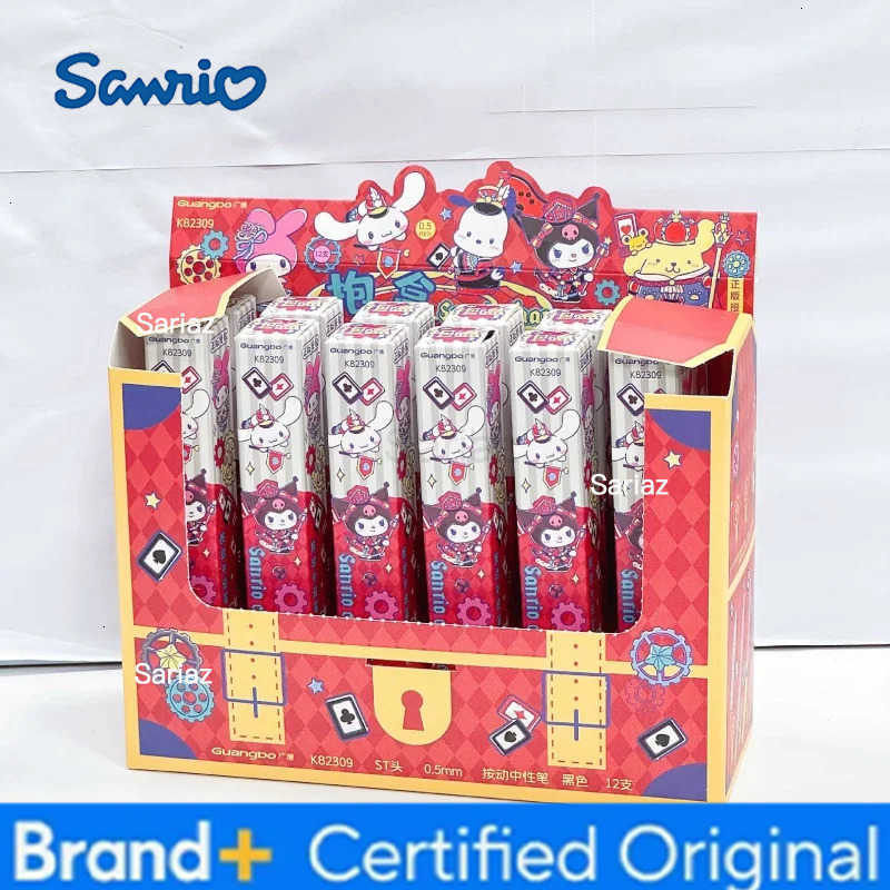 Sanrio 12pcs/lot Kuromi Melody Cinnamoroll Press Gel Pen Cute 05mm Black Ink Neutral Pens Promotional Gift Office School Supply H251231