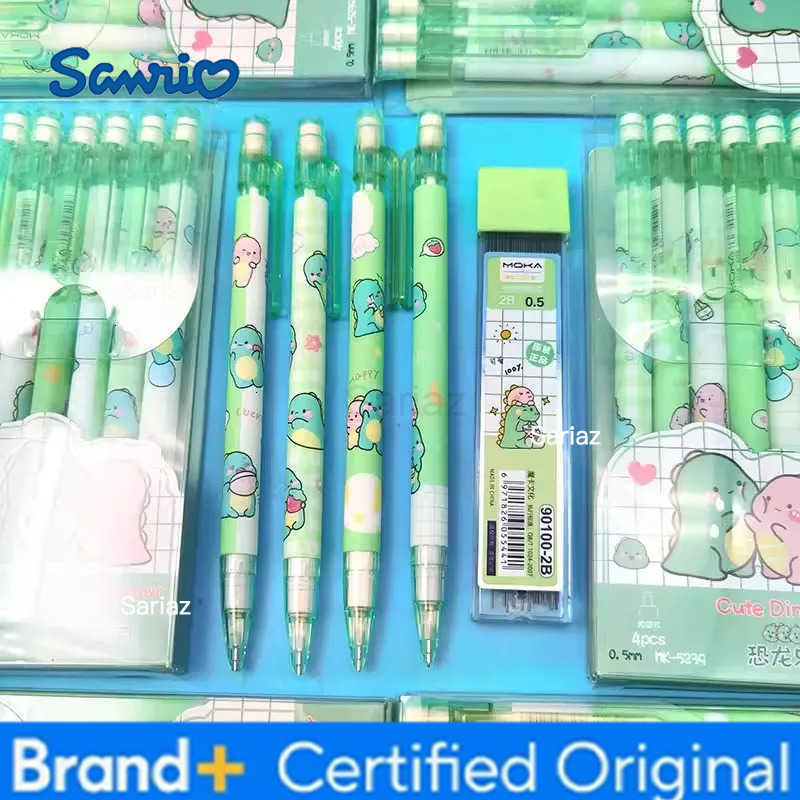 Sanrio Cute Peach Dinosaur Mechanical Pencils with Refill Leads Erasers Kawaii Automatic Pencils Korean Stationery for School Office H251231