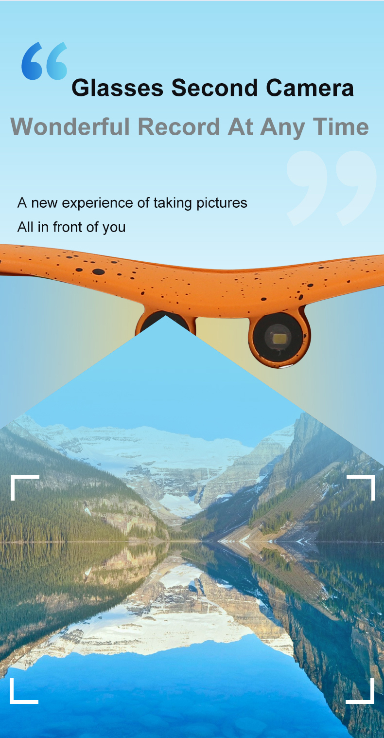 YP-11 AI Smart Glasses with 8MP HD Camera, Voice Call, Real-time Translation, Music Playback, Bluetooth 5.0, Orange Frame, for Cycling, Travel, Everyd