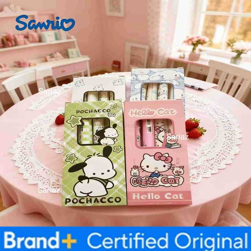 Sanrio Hello Kitty 4pcs Series Gel Pen 055mm Refill Y2k Cinnamoroll Kuromi MelodyCartoon Press Pen Black Stationery Supplies kawaii H251231