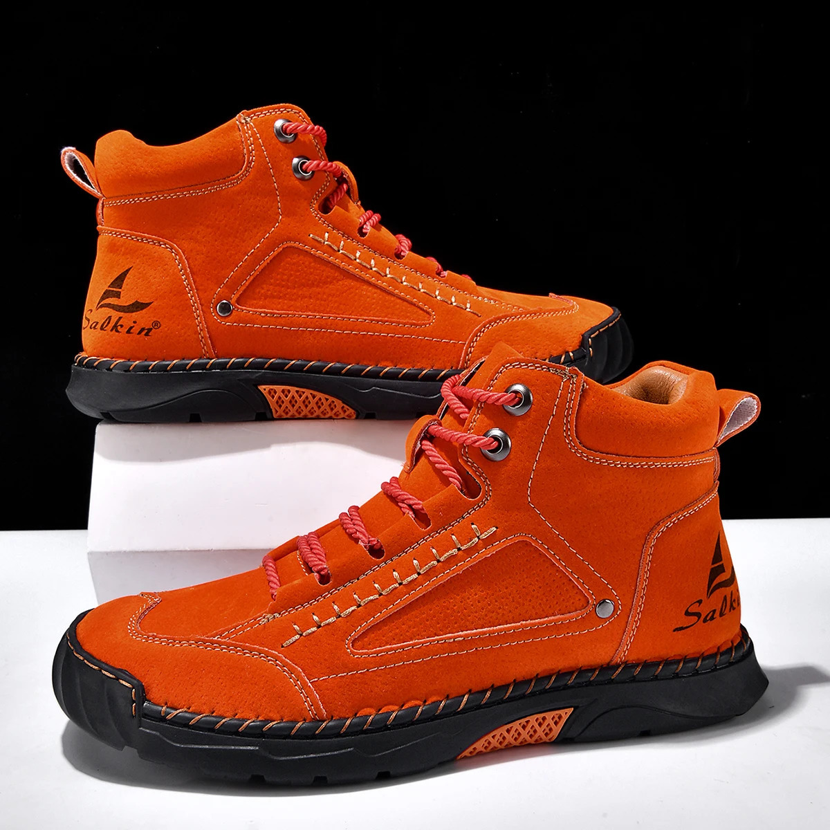 Autumn Winter Hiking Botas Handmade Leather Mens Ankle Boots Outdoor Sneakers Man Casual High Top Shoes Motocross Boots 251226