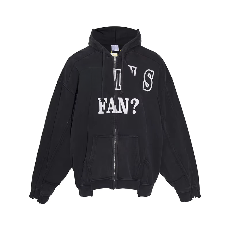 26ss Oversized Zip-up Hoodie Men Women Washed Destroyed Men Hooded Sweatshirts