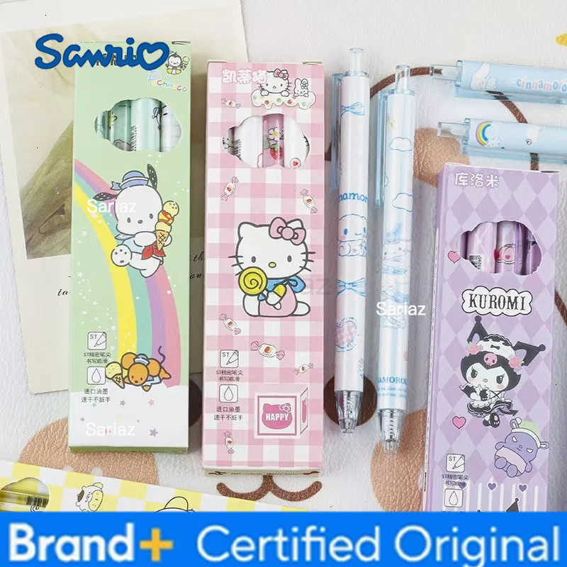 Sanrio Cartoon Kuromi Cinnamoroll Press Type Gel Pen 4PCS - Hello Kitty Kuromi 05mm Black Ink Pens School Office Writing Tools H251231