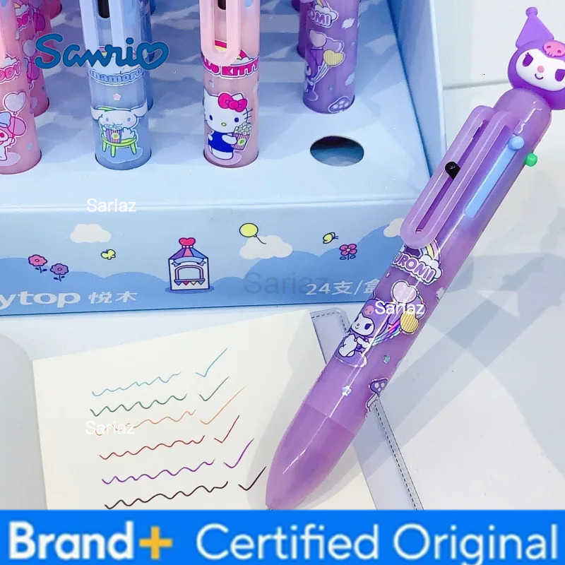 Sanrio 12pcs/lot Kuromi Melody Cinnamoroll Kitty 6 colors Ballpoint Pen Cute Press Ball Pens School Office Writing Supply H251231