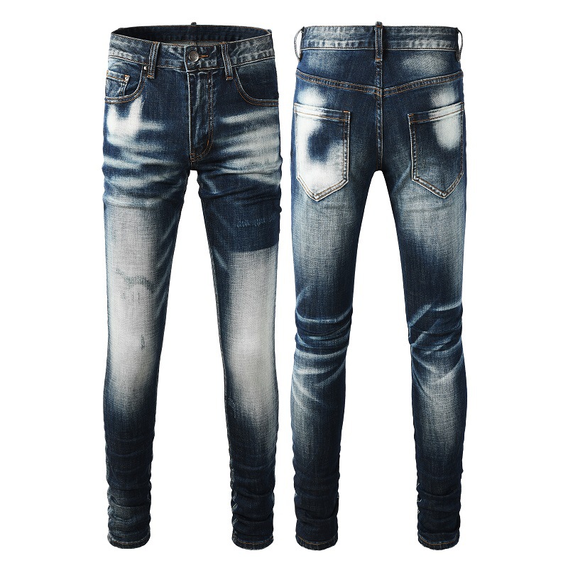 WOZK trendy brand fashion d2 style jeans for men, slim fit and handsome with distressed patches, retro blue men's jeans, men's pants designe