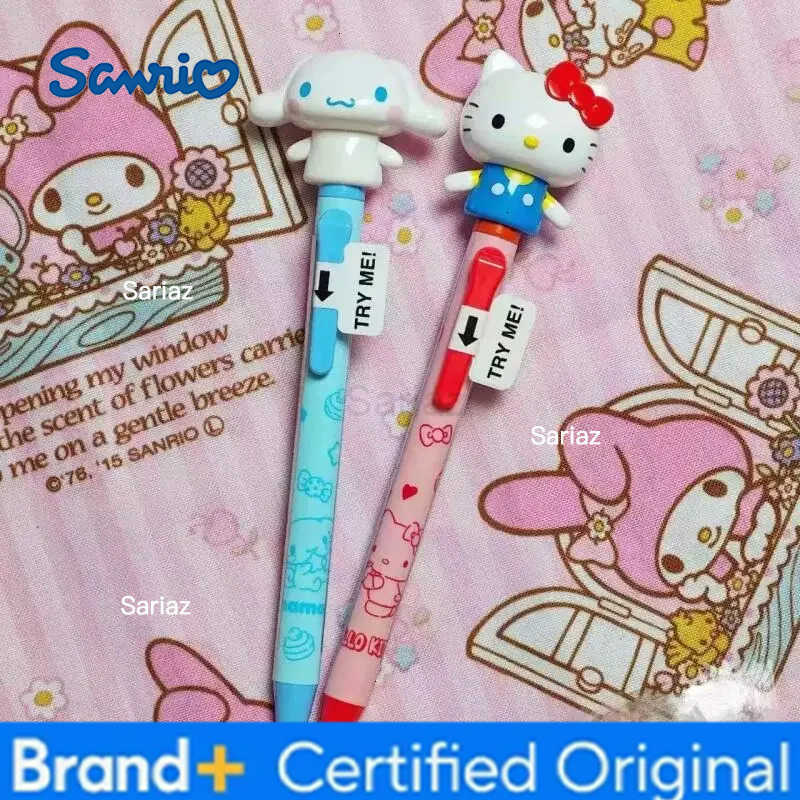 Sanrio Inflating Pen Cartoon Hello Kitty Cinnamorol Kuromi Doll Arm Can Move Cartoon Ballpoint Pen Girls Writing Pen Stationery H2512311