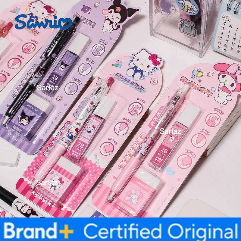 Sanrio Hello Kitty Kuromi Melody 05mm Mechanical Pen Set Student Stationery Refill Lead Automatic Pen Students Girls Gifts H251231