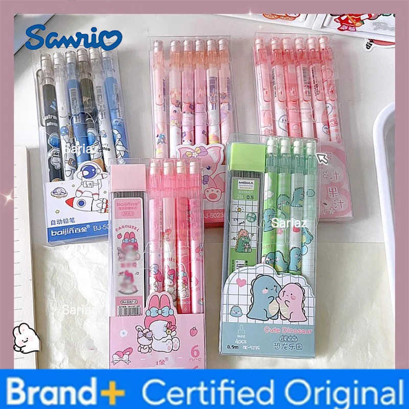 Sanrio Cute Peach Dinosaur Mechanical Pencils with Refill Leads Erasers Kawaii Automatic Pencils Korean Stationery for School Office H251231