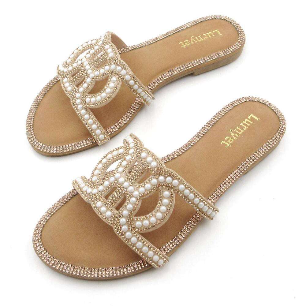 Lurnyet Women's Slide Sandals Decorative Pattern Strap Slippers (HONEY-151/HONEY-152/HONEY-153)
