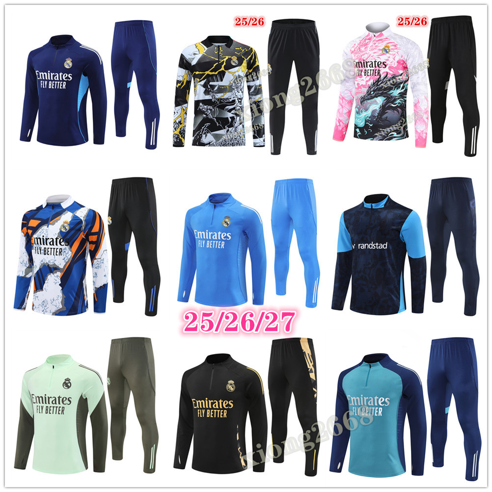 2026 2027 MadridEs soccer tracksuit Men and kids 25 26 27 football tracksuit training suit kits jogging Survetement Foot chandal futbol tuta