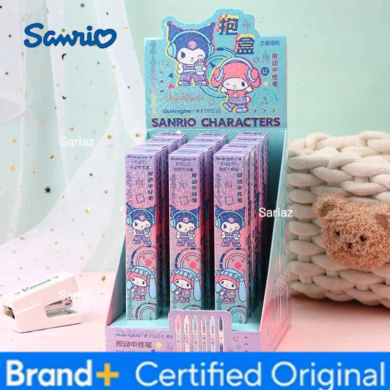 Sanrio 12pcs/lot Kuromi Melody Press Gel Pen Cute 05mm Black Ink Press Signature Pens School Supplies H251231