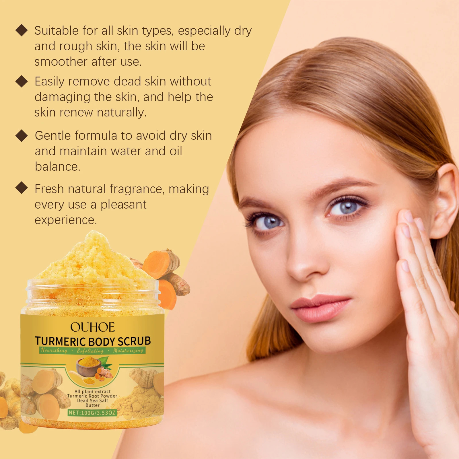 Exfoliating Turmeric Scrub Dead Skin Improve Dry Rough Deep Cleansing Hydrating Smoothing Brightening Skin Care 251222