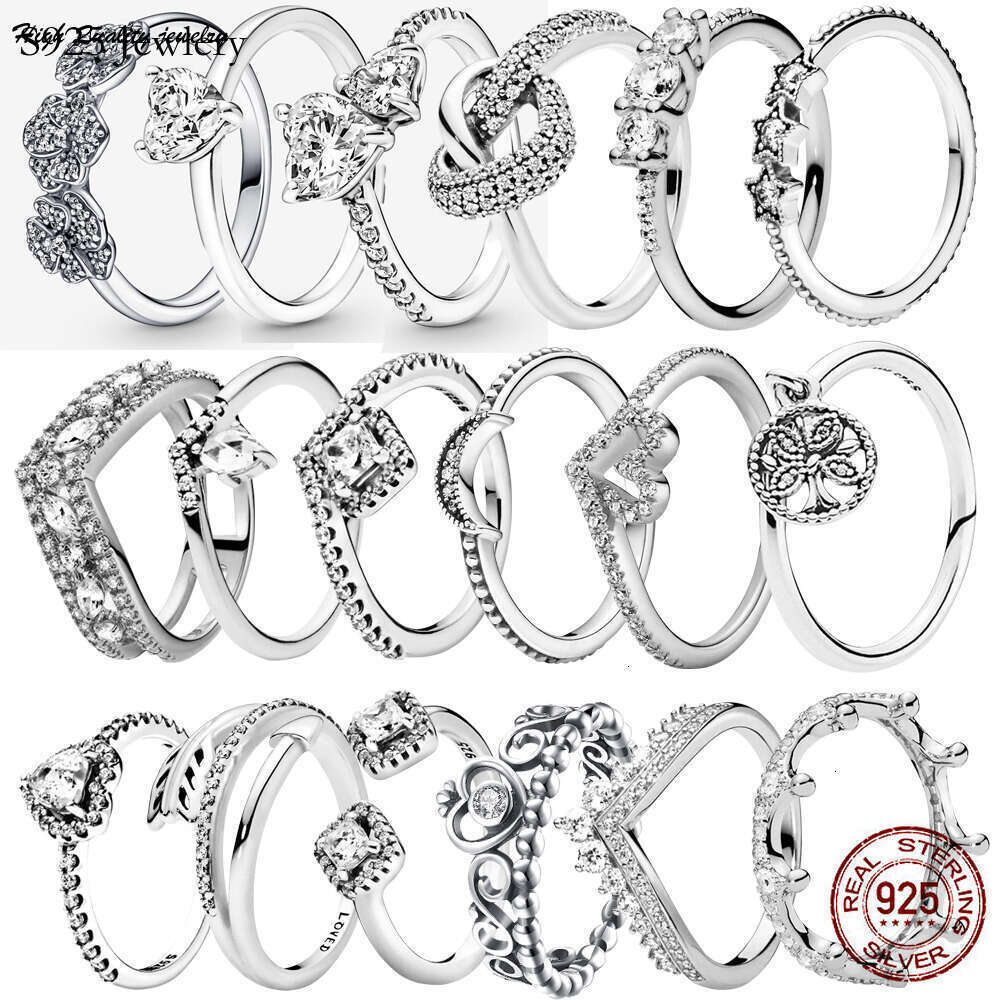 925 Sterling Silver Ring Primitive Crown Heart E Engagement Wedding Crystal Ring Jewelry Free Delivery wholesale