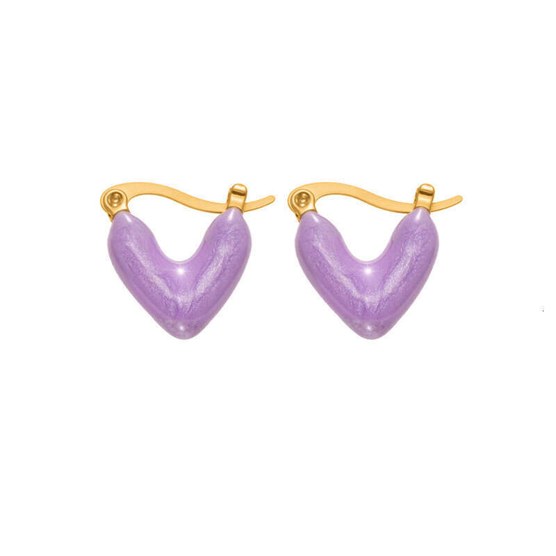 Y2K Niche Light Luxury Glaze Heart Dangle Earrings: 18K Gold Plated Exquisite Unisex Jewelry, Affordable Valentine's Day Gift for Party & Daily S