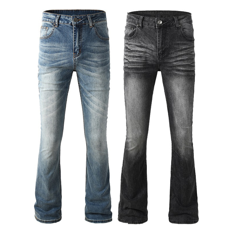 WOZK versatile men's slim fit men's light blue jeans men's autumn style slim fit small feet designer