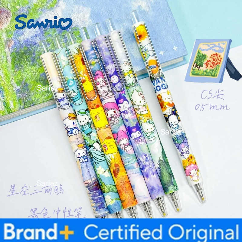 Sanrio 24pcs/lot Kuromi Melody Cinnamoroll Kitty Pochacco Press Gel Pen Cute 05mm Black Ink Neutral Pens Office School Supplies H251231