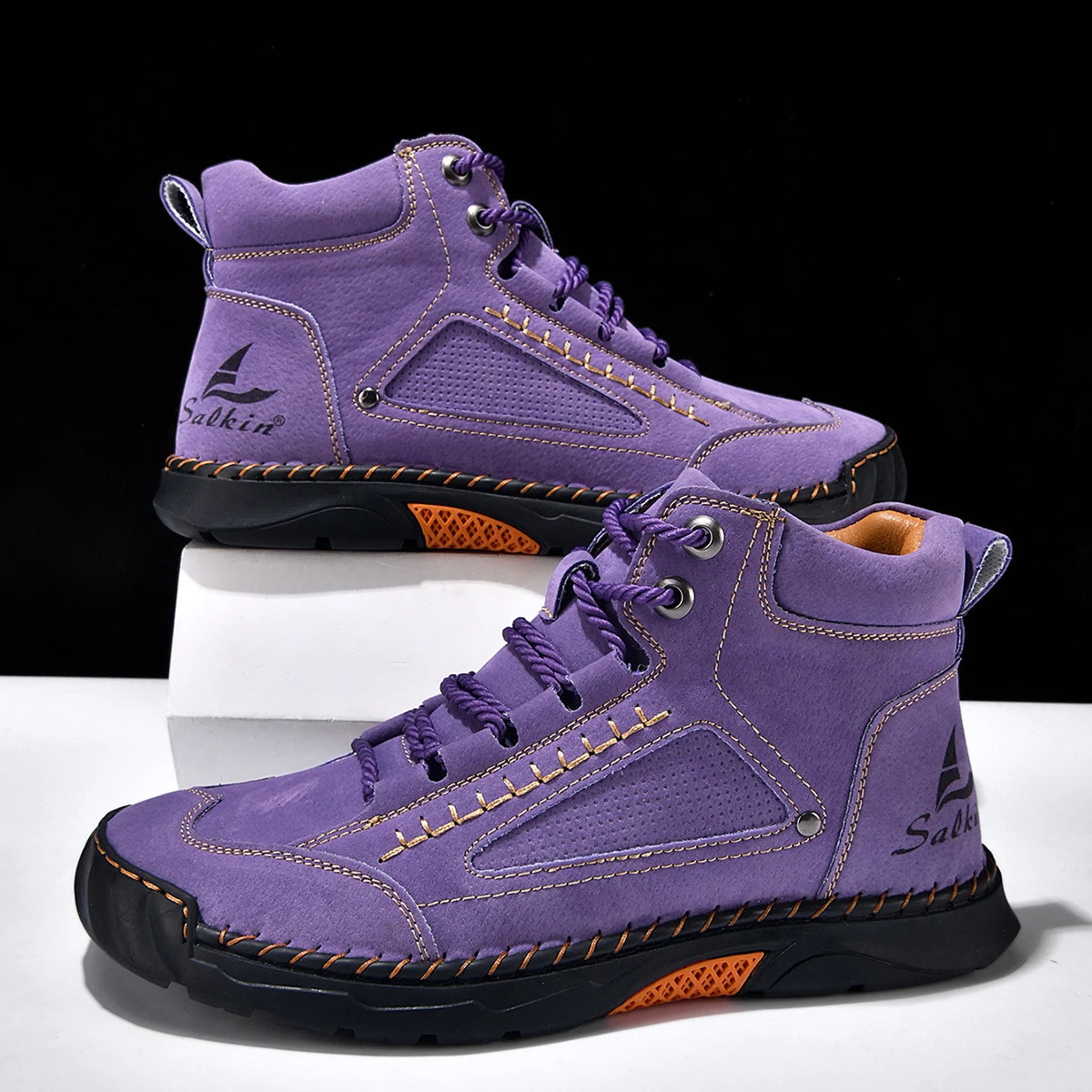 Autumn Winter Hiking Botas Handmade Leather Mens Ankle Boots Outdoor Sneakers Man Casual High Top Shoes Motocross Boots 251226