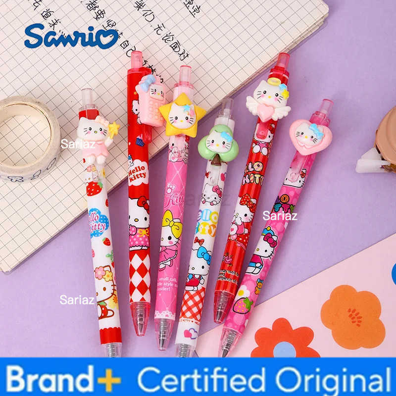 Sanrio 12-36pcs New Hello Kitty Gel Pen Cartoon Cute Cat Resin Patch Press Neutral Pen Student Writing Stationery Christmas Gift H251231