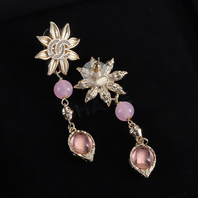 Full diamond sunflower water drop pink diamond earrings Luxury earrings diamond letter dangle earrings designer jewelry wedding party gift