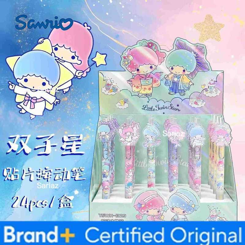 Sanrio 6/24pcs Little Twin Stars Press Gel Pen Cartoon 05mm Black Patch Neutral Pen Student Stationery Supplies Gift Wholesale H251231