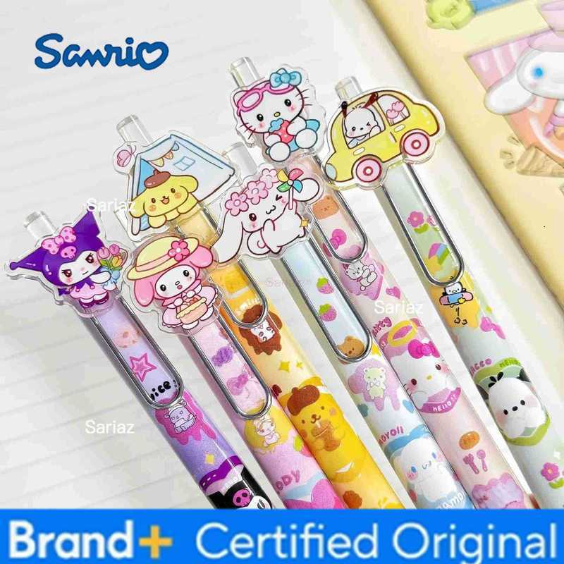 Sanrio 6-36pcs Kawaii Melody Kuromi Press Gel Pen Cute Hello Kitty 05mm Black Gel Pens School Supplies Stationery H251231