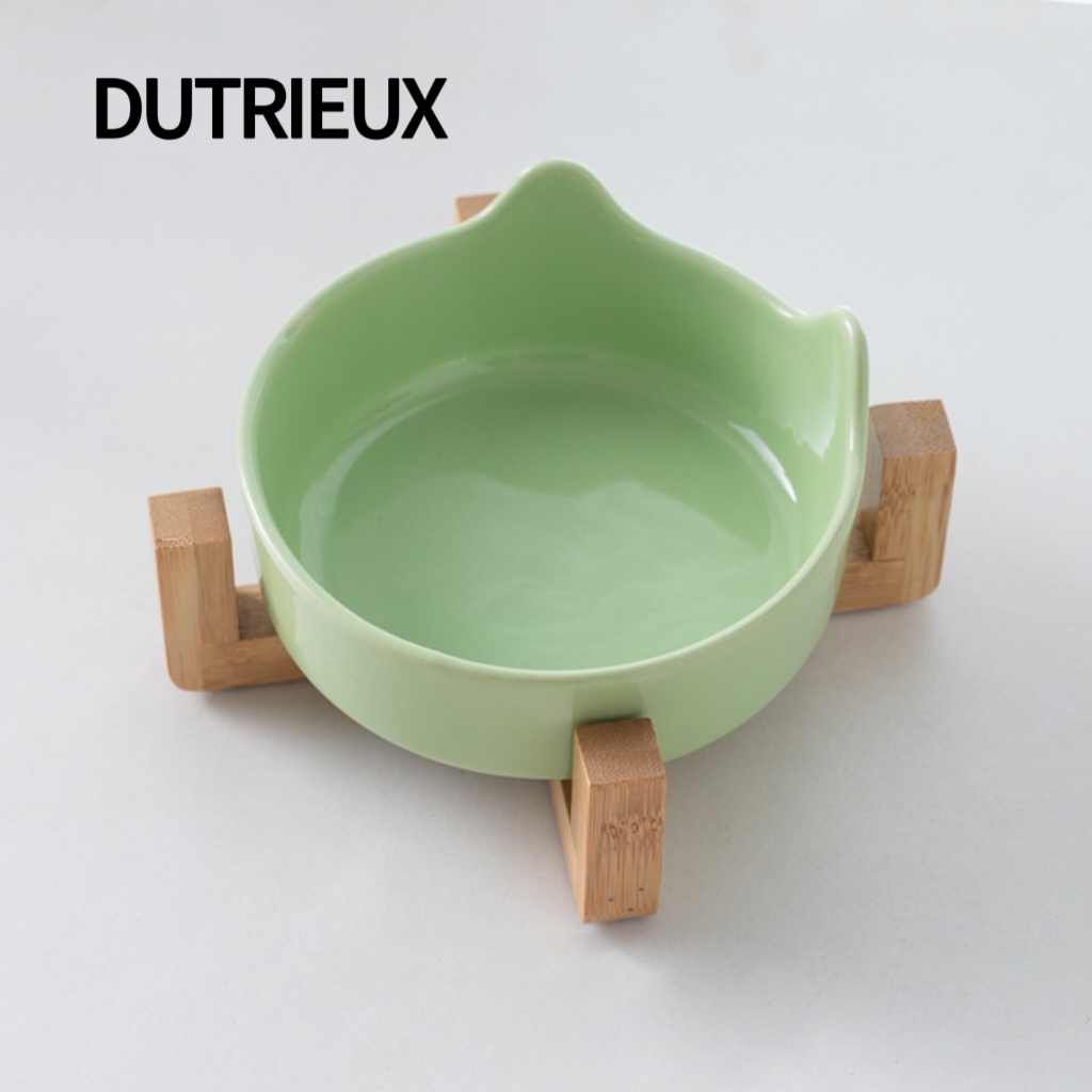 H2037 Creative ceramic cat and dog food bowls with double bowl design, food and water on the same shelf, non-slip.