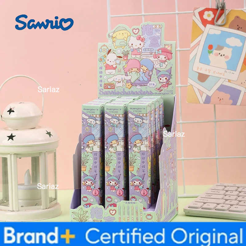 Sanrio 12pcs/lot Kuromi Melody Cinnamoroll Kitty Gel Pen Cute PomPomPurin 05mm Black Ink Press Signature Pens School Supplies H251231