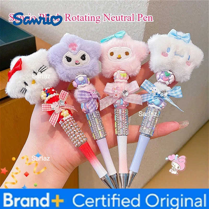 Sanrio Plush Rotating Neutral Pen Cute and Fun Girl Writing Smooth Neutral Pens Student stationery and office supplies Girl Gift H251231