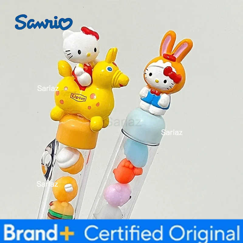 Sanrio New Style Hello Kitty Beaded Gel Pen Cartoon Cute KT Cat Clothing Modeling 05mm Black Ink Press Pen Students Friend Girl Gift H251231